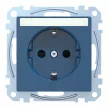 Schneider Electric Merten MEG2302-0378 Feliratozható földelt csatlakozóaljzat 2P+F (dugalj), biztonsági zsaluval, kék burkolattal, keret nélkül, süllyesztett, rugós bekötés, 16A 250V - System-M (M-Plan / M-Pure / M-Smart)