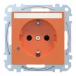 Schneider Electric Merten MEG2303-0302 Feliratozható földelt csatlakozóaljzat 2P+F (dugalj), biztonsági zsaluval, jelzőfénnyel, narancs burkolattal, keret nélkül, süllyesztett, rugós bekötés, 16A 250V - System-M (M-Plan / M-Pure / M-Smart)