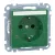 Schneider Electric Merten MEG2303-0304 Feliratozható földelt csatlakozóaljzat 2P+F (dugalj), biztonsági zsaluval, jelzőfénnyel, zöld burkolattal, keret nélkül, süllyesztett, rugós bekötés, 16A 250V - System-M (M-Plan / M-Pure / M-Smart)
