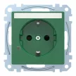 Schneider Electric Merten MEG2303-0304 Feliratozható földelt csatlakozóaljzat 2P+F (dugalj), biztonsági zsaluval, jelzőfénnyel, zöld burkolattal, keret nélkül, süllyesztett, rugós bekötés, 16A 250V - System-M (M-Plan / M-Pure / M-Smart)