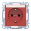 Schneider Electric Merten MEG2303-0306 Feliratozható földelt csatlakozóaljzat 2P+F (dugalj), biztonsági zsaluval, jelzőfénnyel, piros burkolattal, keret nélkül, süllyesztett, rugós bekötés, 16A 250V - System-M (M-Plan / M-Pure / M-Smart)