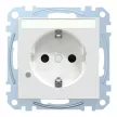 Schneider Electric Merten MEG2303-0325 Feliratozható földelt csatlakozóaljzat 2P+F (dugalj), biztonsági zsaluval, jelzőfénnyel, aktívfehér burkolattal, keret nélkül, süllyesztett, rugós bekötés, 16A 250V - System-M (M-Plan / M-Pure / M-Smart)