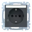 Schneider Electric Merten MEG2303-0414 Feliratozható földelt csatlakozóaljzat 2P+F (dugalj), biztonsági zsaluval, jelzőfénnyel, antracit burkolattal, keret nélkül, süllyesztett, rugós bekötés, 16A 250V - System-M (M-Plan / M-Pure / M-Smart)