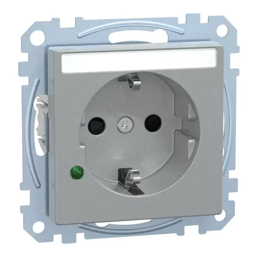 Schneider Electric Merten MEG2305-0460 Földelt csatlakozóaljzat 2P+F (dugalj), biztonsági zsaluval, túlfeszültség-korlátozóval, alumínium burkolattal, keret nélkül, süllyesztett, 16A 250V - System-M (M-Plan / M-Pure / M-Smart)
