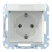 Schneider Electric Merten MEG2311-0325 Földelt csatlakozóaljzat 2P+F (dugalj), csapófedéllel, aktívfehér burkolattal, keret nélkül, süllyesztett, rugós bekötés, 16A 250V - System-M (M-Plan / M-Pure / M-Smart)