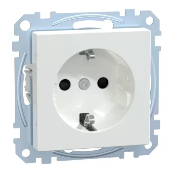   Schneider Electric Merten MEG2350-0325 Földelt csatlakozóaljzat 2P+F (dugalj), biztonsági zsaluval, számítógép szimbólummal, aktívfehér burkolattal, keret nélkül, süllyesztett, rugós bekötés, 16A 250V - System-M (M-Plan / M-Pure / M-Smart)