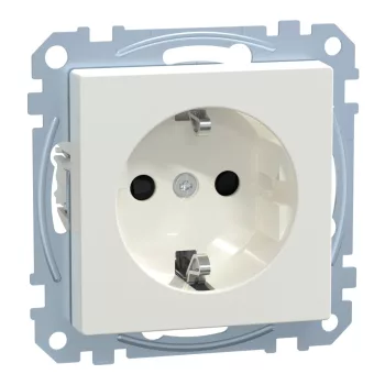   Schneider Electric Merten MEG2351-0319 Földelt csatlakozóaljzat 2P+F (dugalj), biztonsági zsaluval, ruhaszárító gép szimbólummal, polárfehér burkolattal, keret nélkül, süllyesztett, rugós bekötés, 16A 250V - System-M (M-Plan / M-Pure / M-Smart)