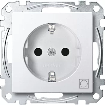   Schneider Electric Merten MEG2351-0419 Földelt csatlakozóaljzat 2P+F (dugalj), biztonsági zsaluval, ruhaszárító gép szimbólummal, mattfehér burkolattal, keret nélkül, süllyesztett, rugós bekötés, 16A 250V - System-M (M-Plan / M-Pure / M-Smart)