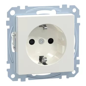   Schneider Electric Merten MEG2352-0319 Földelt csatlakozóaljzat 2P+F (dugalj), biztonsági zsaluval, mosógép szimbólummal, polárfehér burkolattal, keret nélkül, süllyesztett, rugós bekötés, 16A 250V - System-M (M-Plan / M-Pure / M-Smart)