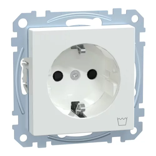 Schneider Electric Merten MEG2352-0325 Földelt csatlakozóaljzat 2P+F (dugalj), biztonsági zsaluval, mosógép szimbólummal, aktívfehér burkolattal, keret nélkül, süllyesztett, rugós bekötés, 16A 250V - System-M (M-Plan / M-Pure / M-Smart)