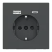 Schneider Electric Merten MEG2367-6034 Földelt csatlakozóaljzat 2P+F (dugalj), biztonsági zsaluval, USB A+C töltővel, antracit burkolattal, keret nélkül, süllyesztett, rugós bekötés, 16A 250V - System-D (D-Life / D-Antik)