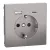 Schneider Electric Merten MEG2367-6050 Földelt csatlakozóaljzat 2P+F (dugalj), biztonsági zsaluval, USB A+C töltővel, nikkel burkolattal, keret nélkül, süllyesztett, rugós bekötés, 16A 250V - System-D (D-Life / D-Antik)