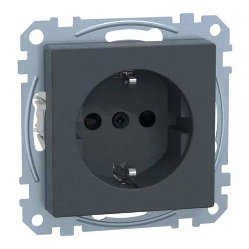 Schneider Electric Merten MEG2400-0414 Földelt csatlakozóaljzat 2P+F (dugalj), biztonsági zsaluval, antracit burkolattal, keret nélkül, süllyesztett, csavaros bekötés, 16A 250V - System-M (M-Plan / M-Pure / M-Smart)
