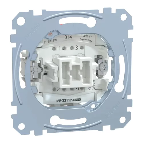 Schenider Electric Merten MEG3112-0000 kétpólusú kapcsoló betét (102), burkolat és keret nélkül, rugós bekötés, süllyesztett, 10A 250V