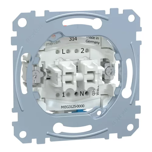 Schenider Electric Merten MEG3125-0000 csillárkapcsoló. nulla csatlakozóval betét (105), burkolat és keret nélkül, rugós bekötés, süllyesztett, 10A 250V