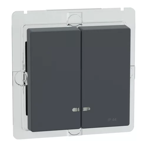 Schneider Electric Merten MEG3424-0414 IP44-es dupla billentyű fényjelzős funkciókhoz antracit - System-M (M-Plan / M-Pure / M-Smart)