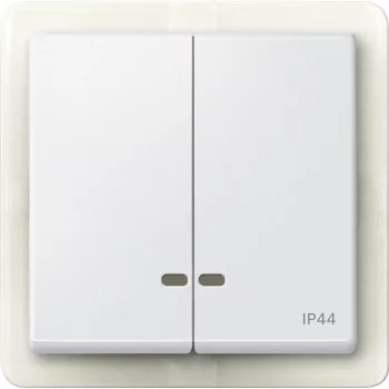   Schneider Electric Merten MEG3424-0419 IP44-es dupla billentyű fényjelzős funkciókhoz mattfehér - System-M (M-Plan / M-Pure / M-Smart)