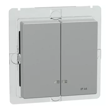   Schneider Electric Merten MEG3424-0460 IP44-es dupla billentyű fényjelzős funkciókhoz alumínium - System-M (M-Plan / M-Pure / M-Smart)