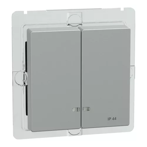 Schneider Electric Merten MEG3424-0460 IP44-es dupla billentyű fényjelzős funkciókhoz alumínium - System-M (M-Plan / M-Pure / M-Smart)