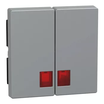 Schneider Electric Merten MEG3456-0460 Dupla billentyű, piros fényjelző ablakokkal, System-M, alumínium