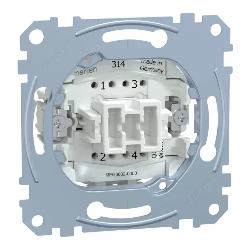 Schenider Electric Merten MEG3602-0000 kétpólusú kapcsoló betét (102), ellenőrzőfénnyel, burkolat és keret nélkül, rugós bekötés, süllyesztett, 16A 250V