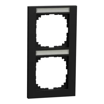 Schneider Electric Merten MEG4022-3603 M-Pure feliratozható kettes keret, függőleges, fekete