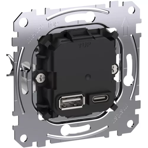 Schneider Electric Merten MEG4366-0120 Dupla USB gyorstöltő, A+C, 45 W