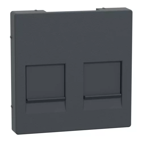 Schneider Electric Merten MEG4562-0414 Fedlap, 2xRJ45 moduláris betétekhez, System-M, antracit