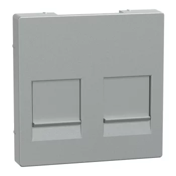   Schneider Electric Merten MEG4562-0460 fedlap, 2xRJ45 moduláris betétekhez  alumínium - System-M (M-Plan / M-Pure / M-Smart)