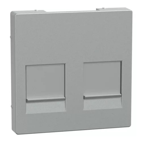 Schneider Electric Merten MEG4562-0460 fedlap, 2xRJ45 moduláris betétekhez  alumínium - System-M (M-Plan / M-Pure / M-Smart)