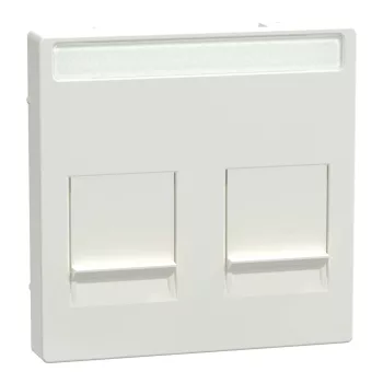   Schneider Electric Merten MEG4564-0319 fedlap, 2xRJ45 moduláris betétekhez, feliratozható  polárfehér - System-M (M-Plan / M-Pure / M-Smart)