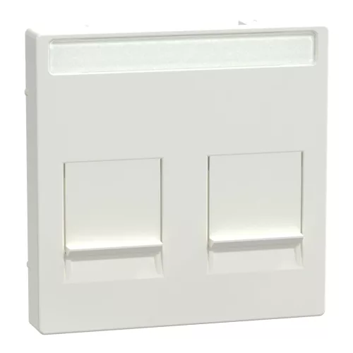 Schneider Electric Merten MEG4564-0319 fedlap, 2xRJ45 moduláris betétekhez, feliratozható  polárfehér - System-M (M-Plan / M-Pure / M-Smart)