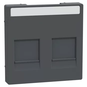 Schneider Electric Merten MEG4564-0403 Fedlap, 2xRJ45 moduláris betétekhez, feliratozható, System-M, fekete