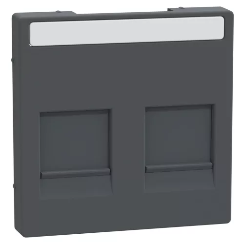 Schneider Electric Merten MEG4564-0403 fedlap, 2xRJ45 moduláris betétekhez, feliratozható  fekete - System-M (M-Plan / M-Pure / M-Smart)
