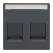 Schneider Electric Merten MEG4564-0414 Fedlap, 2xRJ45 moduláris betétekhez, feliratozható, System-M, antracit