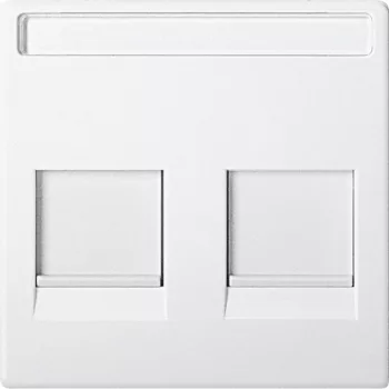 Schneider Electric Merten MEG4564-0419 Fedlap, 2xRJ45 moduláris betétekhez, feliratozható, System-M, mattfehér