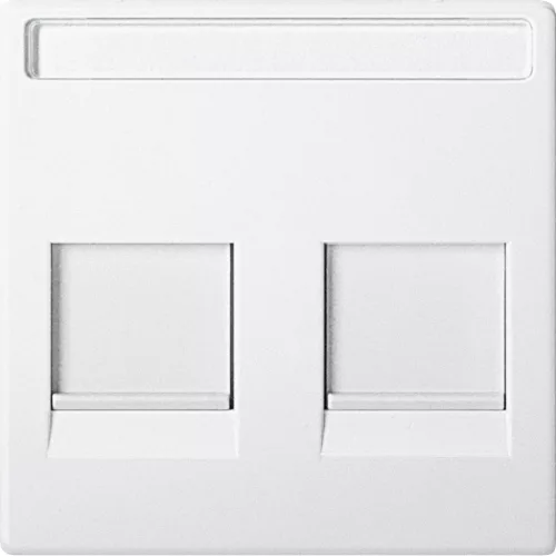 Schneider Electric Merten MEG4564-0419 fedlap, 2xRJ45 moduláris betétekhez, feliratozható  mattfehér - System-M (M-Plan / M-Pure / M-Smart)