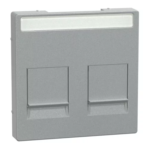 Schneider Electric Merten MEG4564-0460 fedlap, 2xRJ45 moduláris betétekhez, feliratozható  alumínium - System-M (M-Plan / M-Pure / M-Smart)