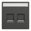 Schneider Electric Merten MEG4564-6034 fedlap, 2xRJ45 moduláris betétekhez, feliratozható  antracit - System-D (D-Life / D-Antik)