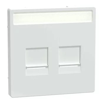   Schneider Electric Merten MEG4564-6035 fedlap, 2xRJ45 moduláris betétekhez, feliratozható  lótuszfehér - System-D (D-Life / D-Antik)