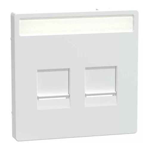 Schneider Electric Merten MEG4564-6035 Fedlap, 2xRJ45 moduláris betétekhez, feliratozható, System-D, lótuszfehér