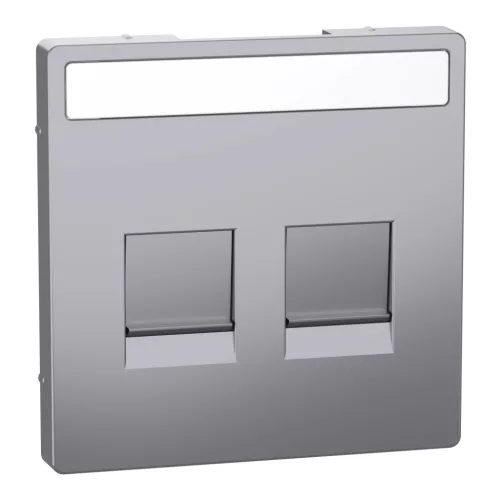 Schneider Electric Merten MEG4564-6036 fedlap, 2xRJ45 moduláris betétekhez, feliratozható  acél - System-D (D-Life / D-Antik)