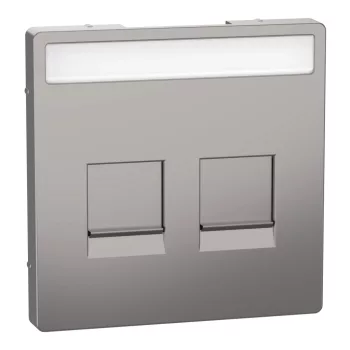 Schneider Electric Merten MEG4564-6050 Fedlap, 2xRJ45 moduláris betétekhez, feliratozható, System-D, nikkel