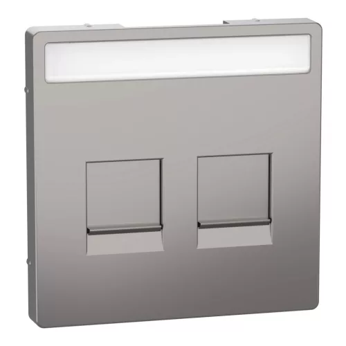 Schneider Electric Merten MEG4564-6050 Fedlap, 2xRJ45 moduláris betétekhez, feliratozható, System-D, nikkel