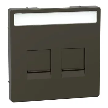 Schneider Electric Merten MEG4564-6052 Fedlap, 2xRJ45 moduláris betétekhez, feliratozható, System-D, mokka