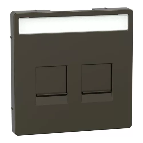 Schneider Electric Merten MEG4564-6052 Fedlap, 2xRJ45 moduláris betétekhez, feliratozható, System-D, mokka