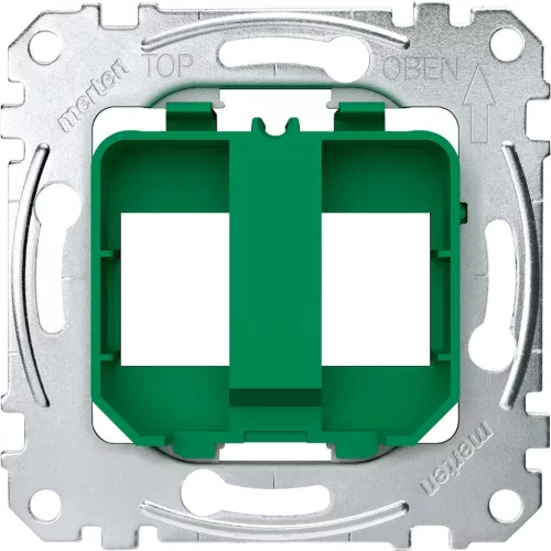 Schneider Electric Merten MEG4566-0004 rögzítőkeret adapter, 2xRJ45 moduláris betétekhez zöld, fedlap és keret nélkül