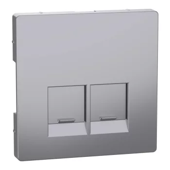 Schneider Electric Merten MEG4572-6036 Fedlap, 2xRJ45 aljzathoz, System-D, acél