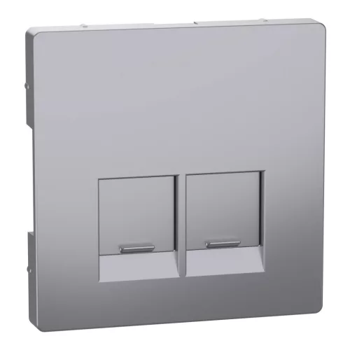 Schneider Electric Merten MEG4572-6036 Fedlap, 2xRJ45 aljzathoz, System-D, acél