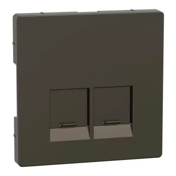 Schneider Electric Merten MEG4572-6052 Fedlap, 2xRJ45 aljzathoz, System-D, mokka